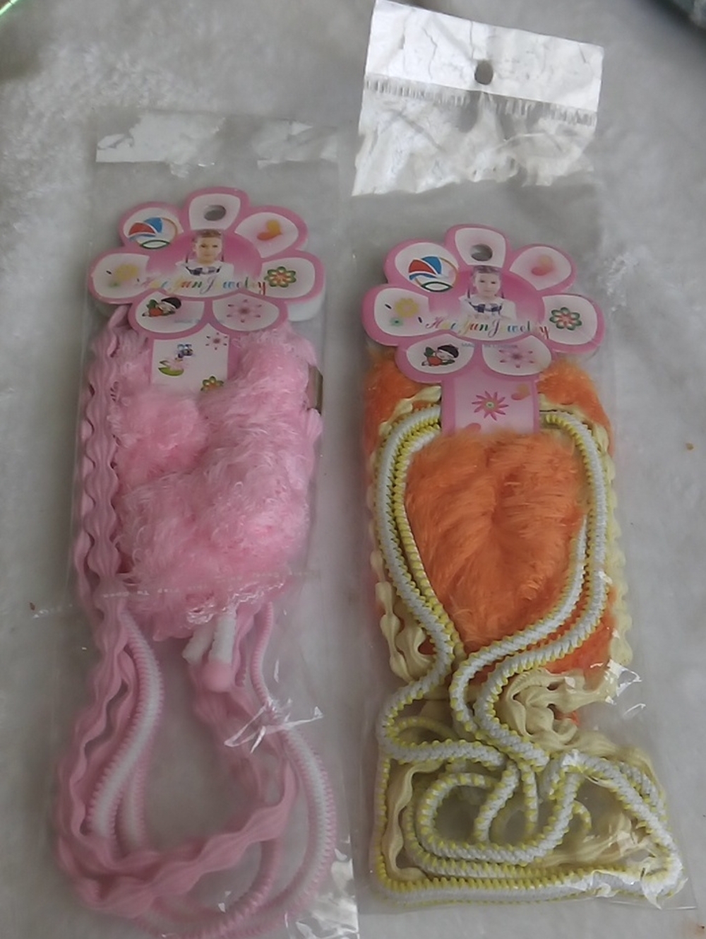 Plush Fuzzy Hair Acces- Pink & Orange